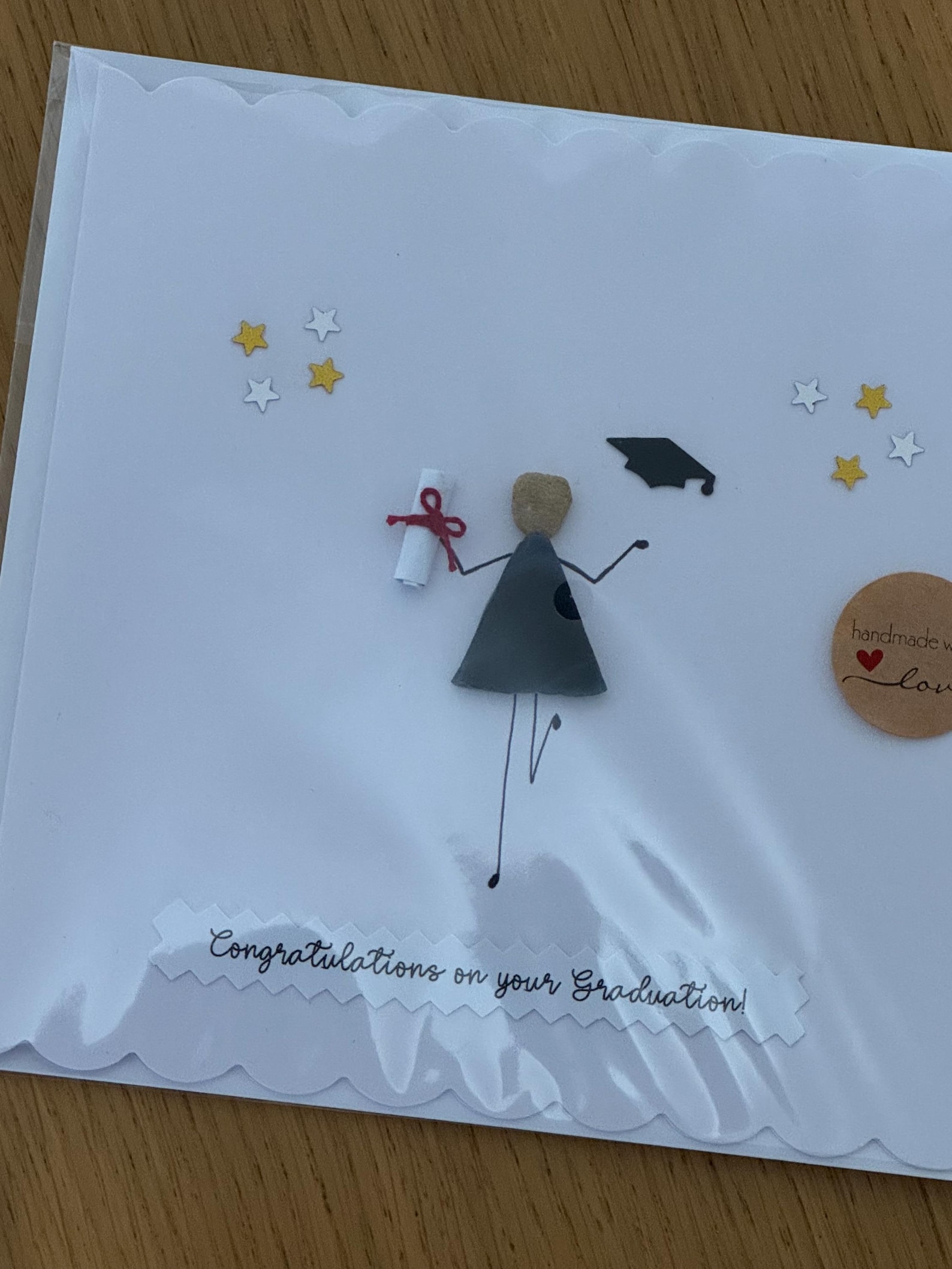 Personalized Handmade Pebble Graduation Card, Fused Glass Detail - Etsy