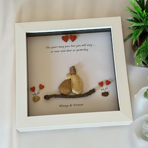 Memorial Keepsake Pebble Frame, Bereavement Pebble Picture, Lost Husband or Wife Anniversary Picture, Anniversary Gift,
