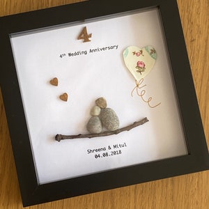 4th Wedding Anniversary Gift, 4th Anniversary Gifts, 4th Anniversary Pebble Frame, Family Anniversary Gift