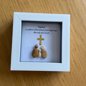 Holy Baptism Pebble Picture / Unique Gift for a Baptism / Religious Pebble Picture / Personalised Gift for a Baptised Person