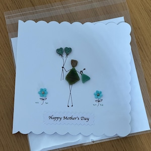 Cartão personalizado para o dia das mães, cartão feito à mão para o aniversário da mãe, cartão exclusivo para a mãe, cartão com arte de seixo para a avó, cartões para a avó