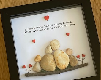 Großeltern Pebble Artwork Geschenk, personalisierte Familie Pebble Art