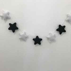 Felt Star Garland, Monochrome Garland, Baby Room Garland, Nursery Garland, Baby Shower Decoration