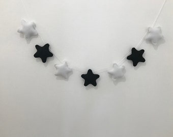 Felt Star Garland, Monochrome Garland, Baby Room Garland, Nursery Garland, Baby Shower Decoration