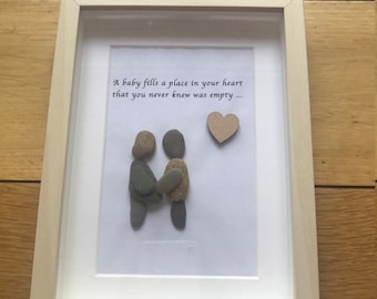 Personalised New Baby Pebble Picture, Unique Pebble Gift for Baby, Newborn Baby Gift, Handmade Pebble Gift for New Mum, Baby Shower Gift