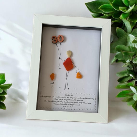 Personalised 30th Birthday Pebble Picture, Unique Birthday Gift for a Friend, 30th Birthday Pebble Picture, Birthday Gift for Wife