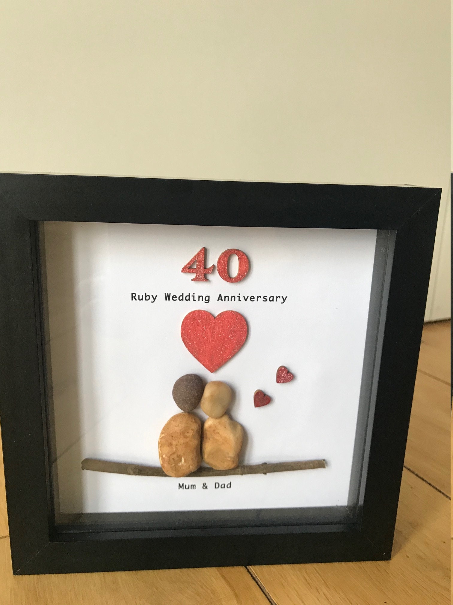 Ruby 40th Wedding Anniversary Glass Photo Frame 4 x 6 Hearts & Crystals WG45440 
