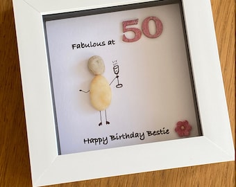 Marco de cumpleaños hecho a mano con piedras, regalo personalizado para ocasiones especiales