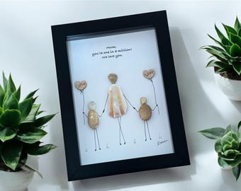Personalized Pebble Art Picture, Handmade Mother's Day Gift for Mum