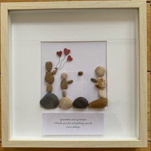 Thank you Grandma and Grandpa Gift, Grandparents Pebble Artwork Frame, Gift for Granny, Gift for Grandpa, Family Pebble Art Frame