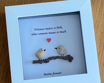 Personalised Friend Pebble Picture, Unique Gift for a Best Friend, Handmade Friendship Gift, Gift for a Bestie, Besties Pebble Artwork