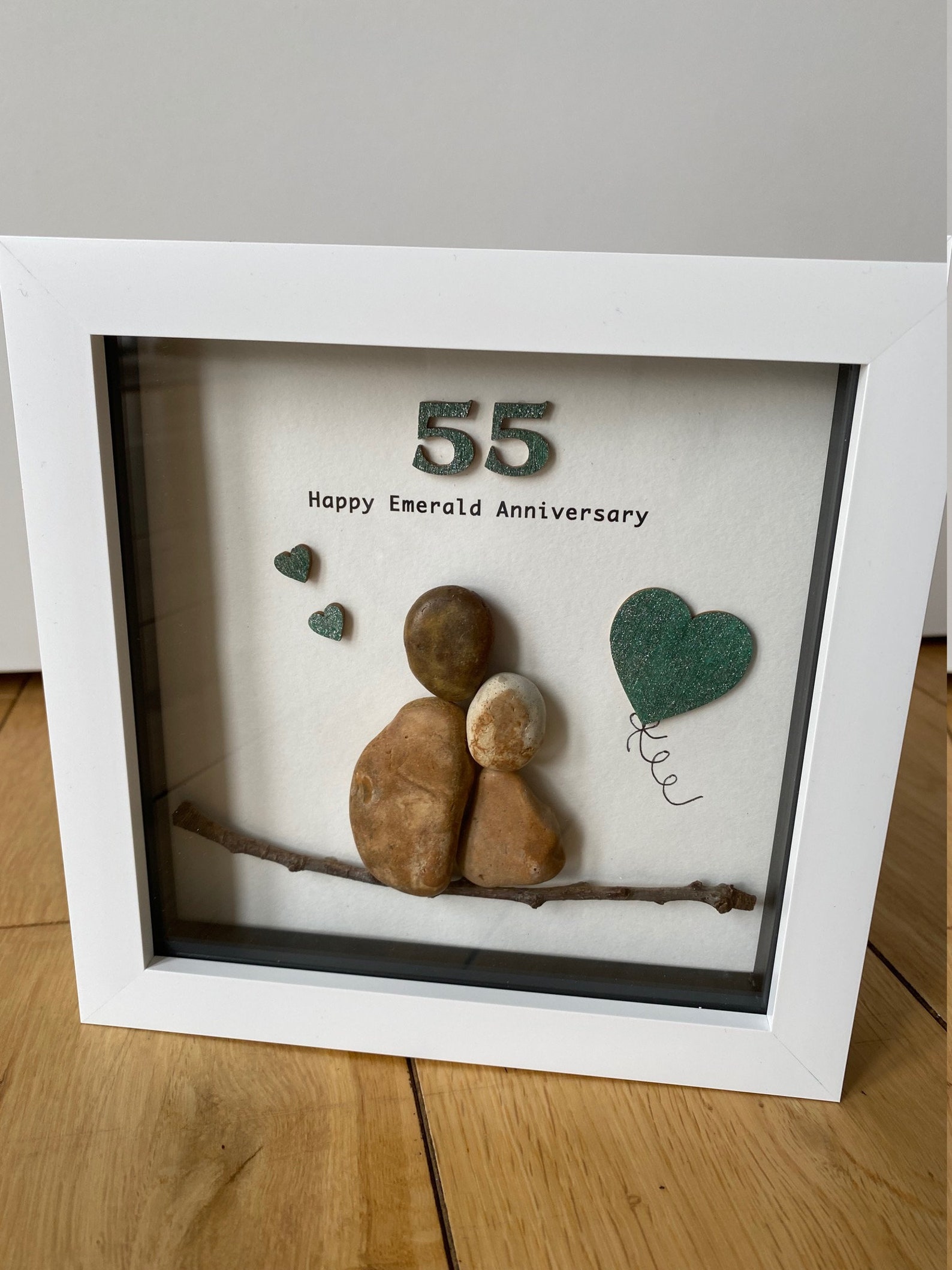 ICG Glückwunschkarte Zum 55. Hochzeitstag (Smaragd) – Mit Champagner-Herzen, Geprägt, Folie, 228 X 155 Mm