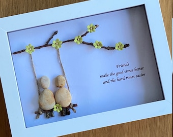 Personalized Pebble Art Frame, Friendship Gift
