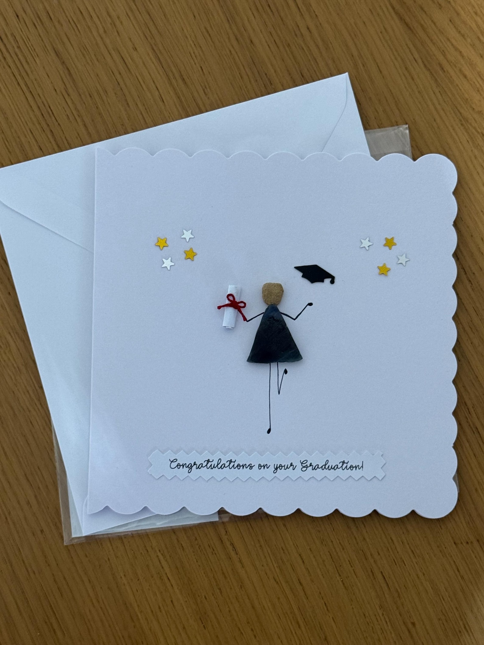 Personalized Handmade Pebble Graduation Card, Fused Glass Detail - Etsy