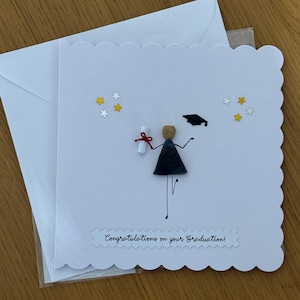 Carte d'oeuvre d'art personnalisée galets de remise des diplômes, carte de remise des diplômes faite main, carte de fin de cours, cartes pour elle, cartes pour les diplômés