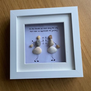 Personalised Friends Pebble Picture, Best Friends and a Glass of Wine, Unique Gift for a Bestie, Birthday Gift for a Friend