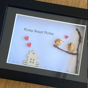New Home Pebble Frame,  Housewarming Gift, Welcome Home Gift, Handmade Pebble Frame
