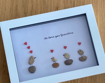 Personalisierter Pebble Art Bilderrahmen, Oma Geschenk, Geburtstagsgeschenk