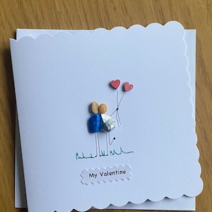Personalisierte Valentinstag Karte, Einzigartige Karte mit Steinen, Karte mit Steinen für Sie, Karte für Ihn, Handgemachte Karte mit Steinen zum Valentinstag