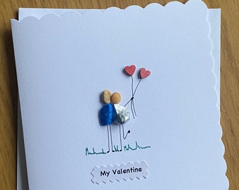 Personalized Pebble Valentine's Day Card, Handmade Anniversary Card