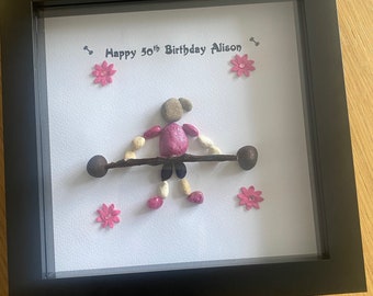 Arte personalizado con piedras para levantamiento de pesas, regalo para amantes del gimnasio