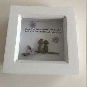 Regalo con immagine di ciottoli per sorelle / Regalo personalizzato per sorelle / Opera d'arte di ciottoli fatta a mano per sorelle, regali fatti a mano per la famiglia