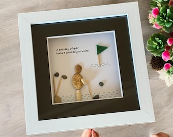 Personalized Pebble Golfer Picture Frame, Golf Hobby Gift