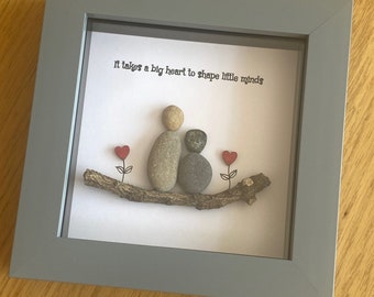 Teacher appreciation gift / Personalised teacher pebble picture / End of year gift for teacher / Unique gift for Childminder