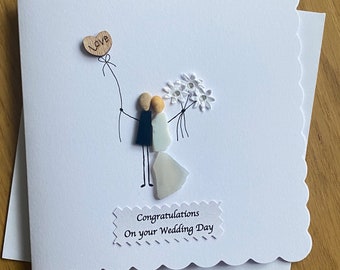 Handmade Pebble Wedding Card, Personalised Wedding Gift