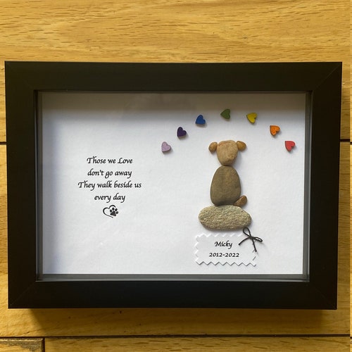 Personalized Pet Memorial Pebble Art Frame, Dog Loss Gift