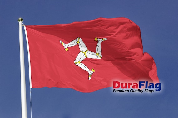 Duraflag Isle of Man 5ft X 3ft With Rope and Toggle Heavy Duty 150gsm  Knitted Polyester Flagpole Flag 