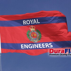 Custom Made DuraFlag Royal Engineers With Text Premium Quality Flag - Various Sizes and Options Available
