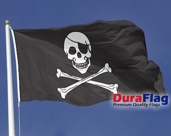 Duraflag Skull and Crossbones 5ft x 3ft with choice of fittings - Premium Quality 5x3 Flags