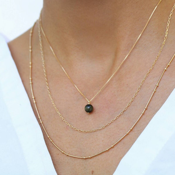 Genuine Obsidian Necklace, Minimalist 18k Gold Filled Necklace, Obsidian Necklace, Dainty Gemstone Necklace, Bridesmaids Gift