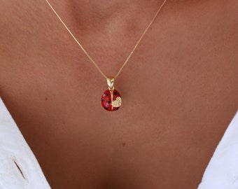 Gold Ladybug Necklace: Dainty 18k Gold-Filled Ladybird Pendant