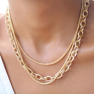 18k Gold Filled Oval Link Chain Necklace: Chunky Statement Jewelry