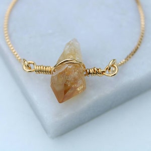 Citrine Bracelet November Birthstone, Raw Genuine Crystal, Adjustable 18K Gold Filled Chain, Birthstone Jewelry, November Birthday Gift image 4