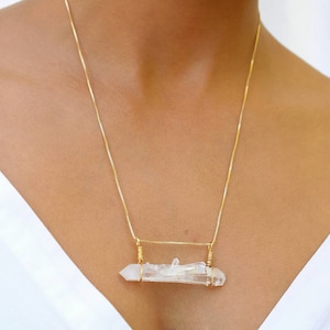 Colombian Clear Quartz Necklace: 18k Gold-Filled Wire Wrapped Crystal