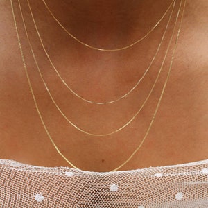 0.5 mm box Chain necklace, 18k gold filled box chain, Dainty gold filled chain, minimalist necklace, chain choker, Gold Layering Necklace