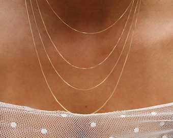 0.5 mm box Chain necklace, 18k gold filled box chain, Dainty gold filled chain, minimalist necklace, chain choker