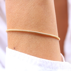 May include: A thin gold chain bracelet on a person's wrist.