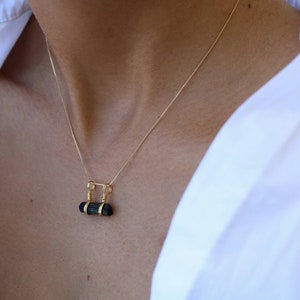Raw Black Tourmaline Necklace: 18k Gold Filled Chain, Minimalist Crystal Jewelry