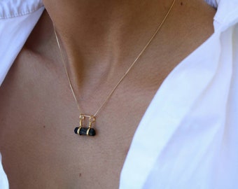 Raw Black Tourmaline Necklace: 18k Gold Filled Chain, Minimalist Crystal Jewelry