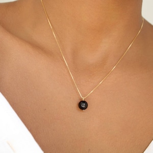 8 mm Rainbow Obsidian Necklace, Black Obsidian Necklace, Minimalist 18k Gold Filled Necklace, Dainty Gemstone Necklace, Bridesmaids Gift,