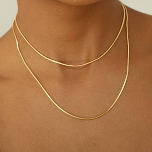 Dainty 18k Gold Filled Snake Chain Necklace (1.05mm)