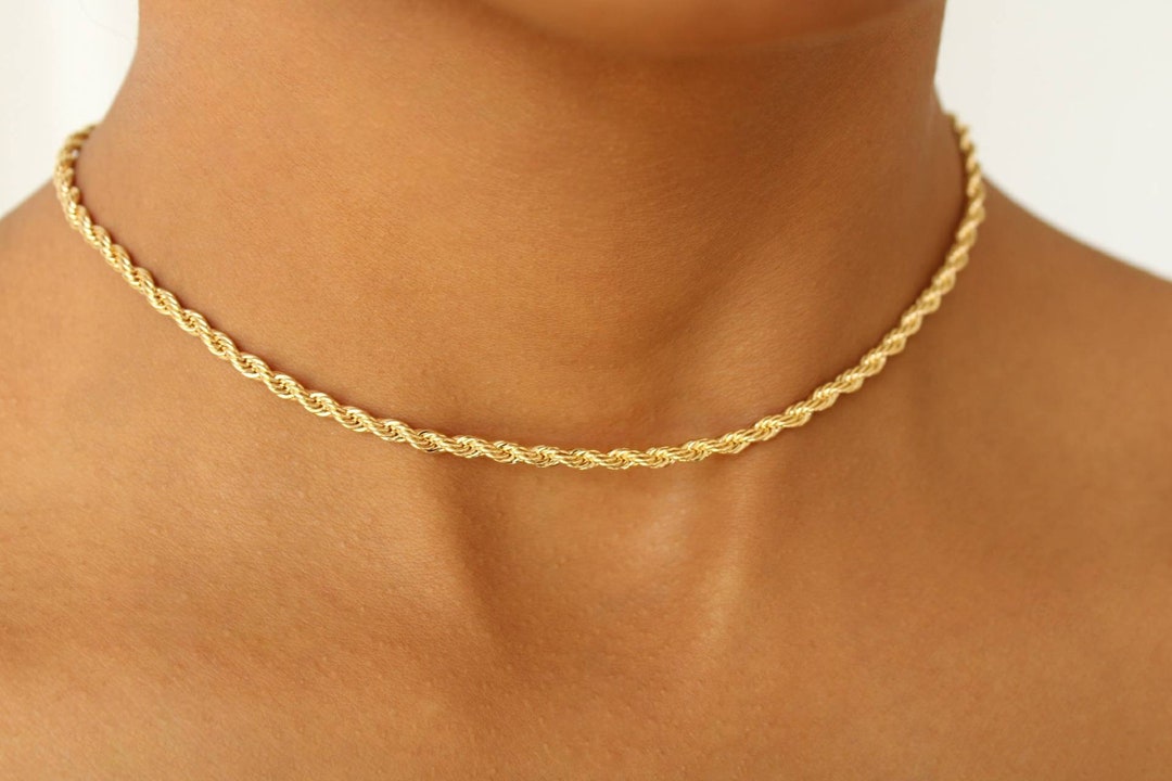 Twisted Gold Chain Necklace 18k Gold Laminate Rope Chain Etsy