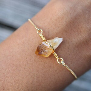 Citrine Bracelet November Birthstone, Raw Genuine Crystal, Adjustable 18K Gold Filled Chain, Birthstone Jewelry, November Birthday Gift image 6