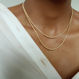 2MM 18k Gold Filled Twisted Rope Chain Necklace