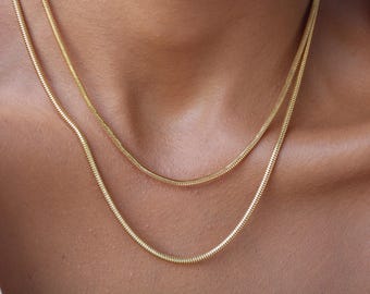 18k Gold Filled Snake Chain Necklace: Flexible Layering Chain