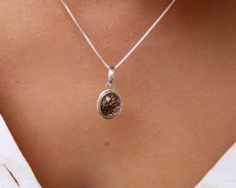 Genuine Black Rutilated Quartz Silver Necklace, Minimalist Delicate Quartz Jewelry,